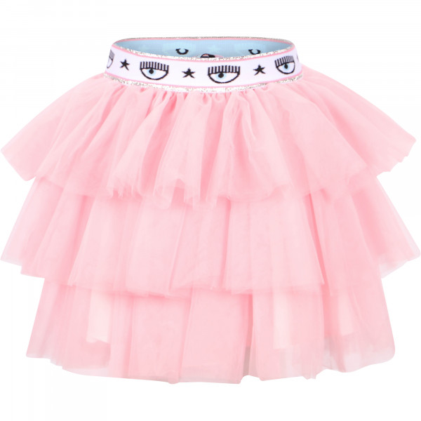 Logo Belt Tutu Skirt in Light Pink