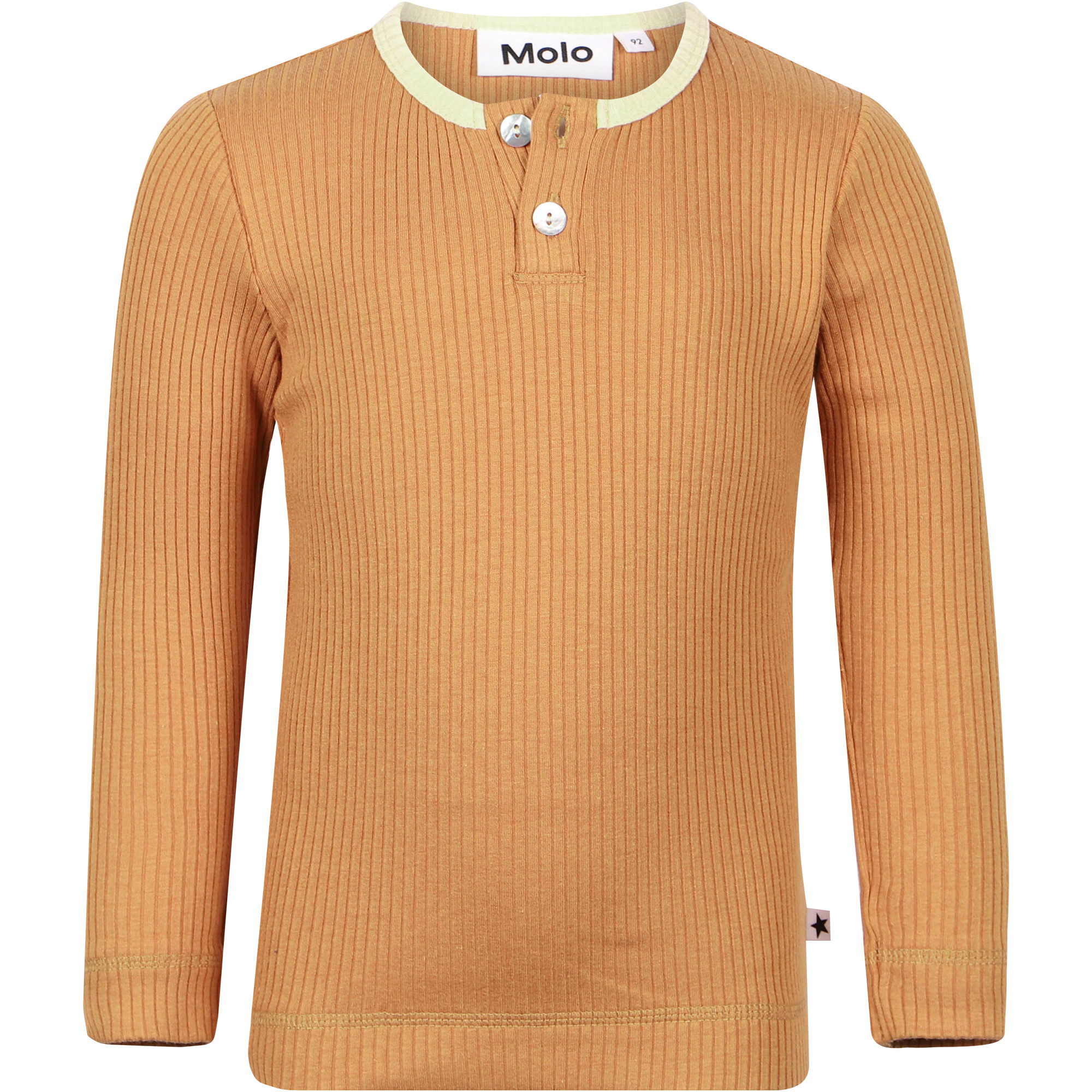 Molo Ribbed LongSleeved TShirt in Caramel Brown —