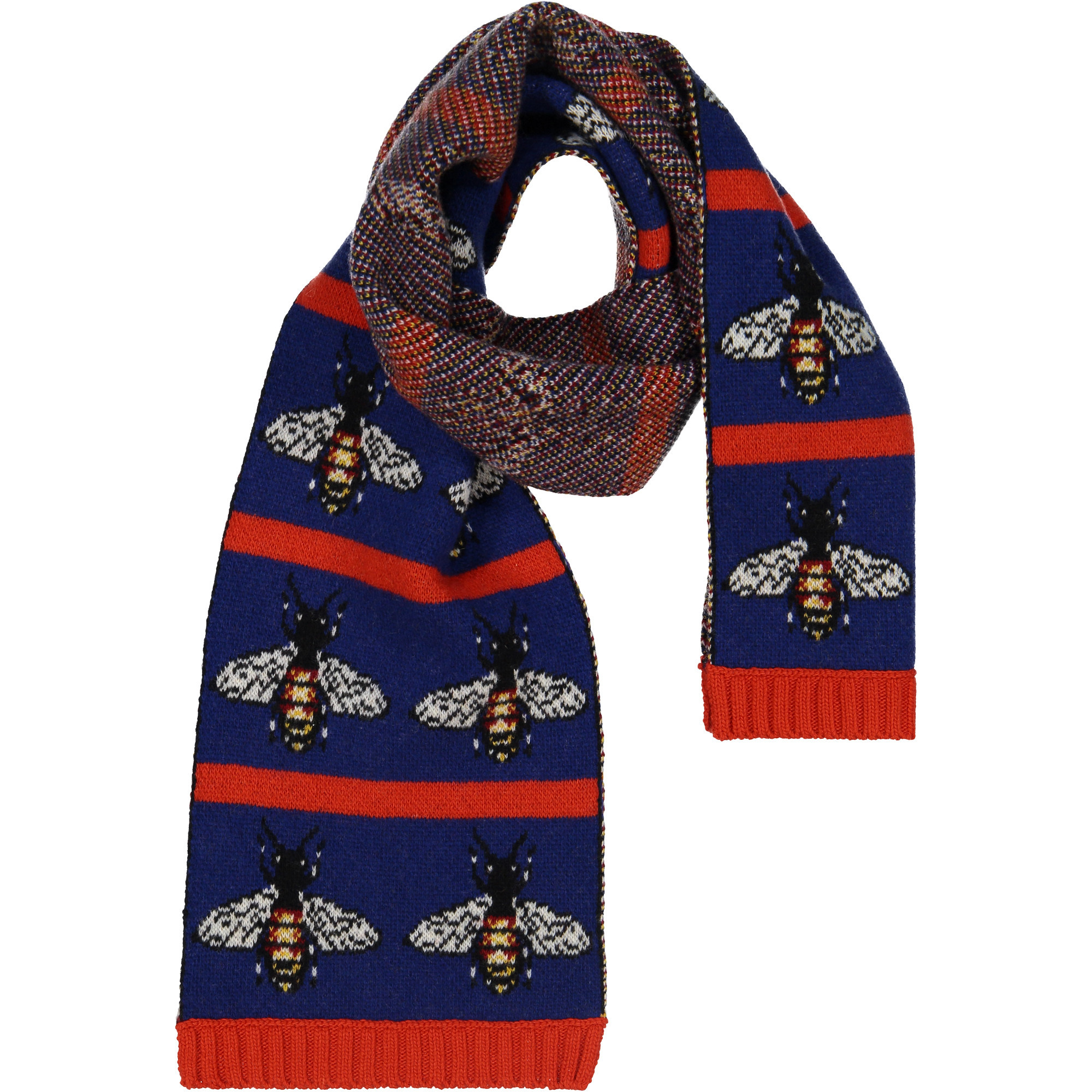 Gucci Wool Scarf with Bee Knit —