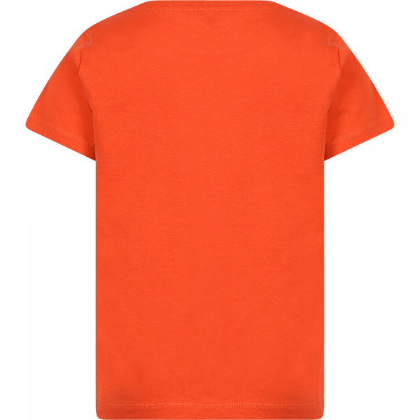 Best Buds Floral Print T-Shirt in Tomato Orange