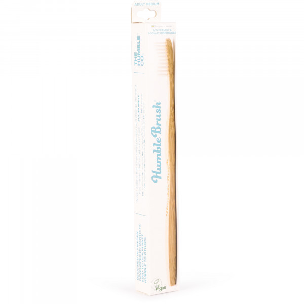 Medium Soft Bamboo Toothbrush in White