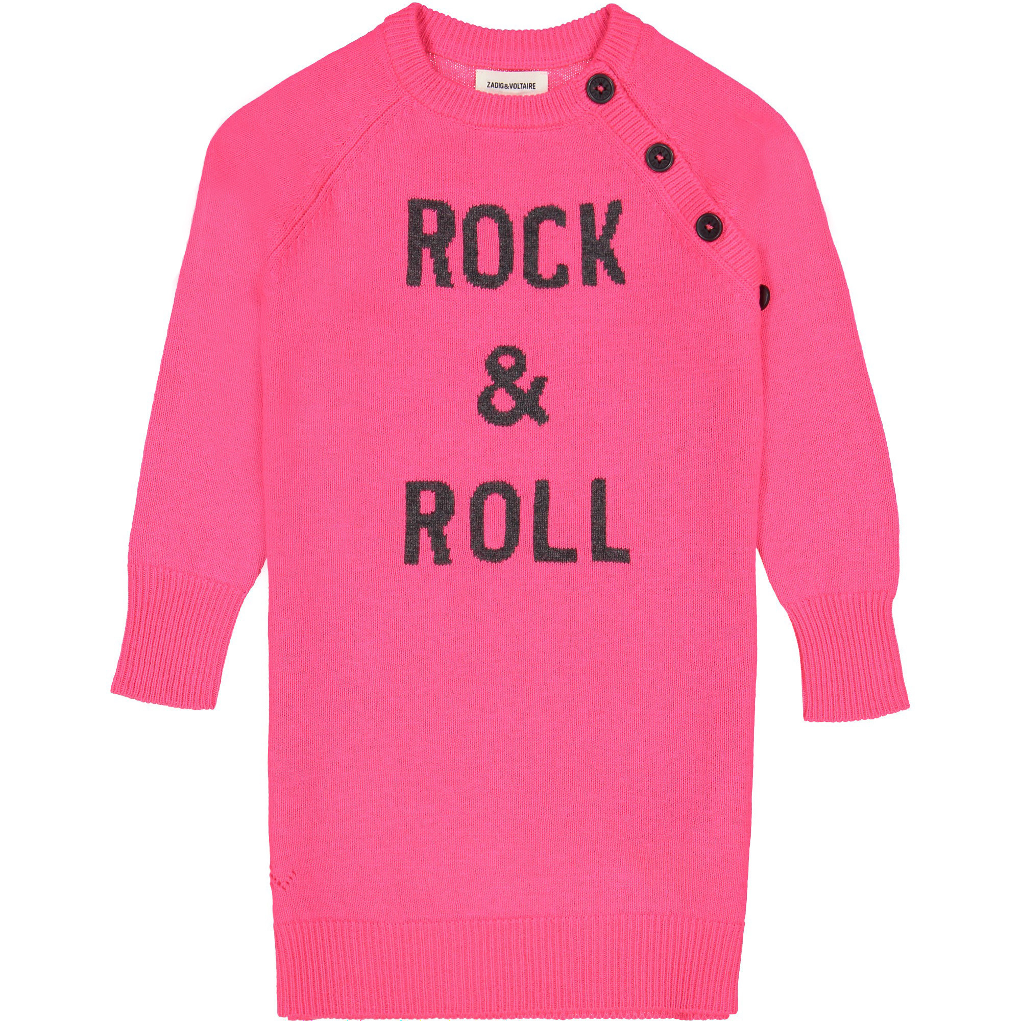 Zadig & Voltaire Girls "Rock & Roll" Sweater Dress in Hot Pink