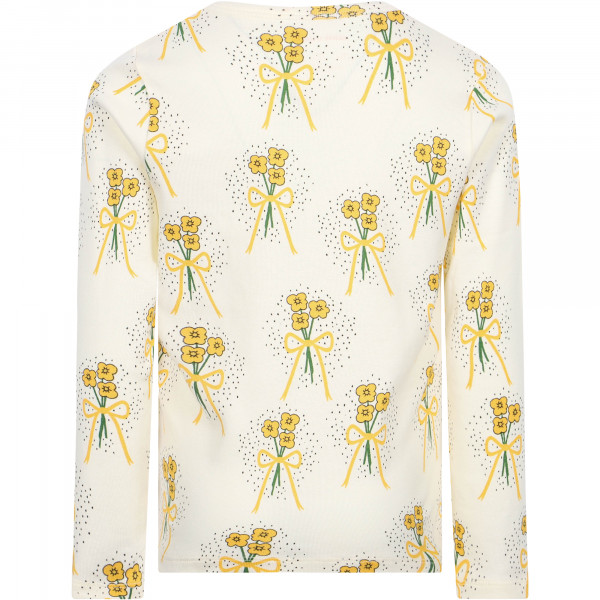 Flower Bunches Print Long-Sleeved T-Shirt in Off-White