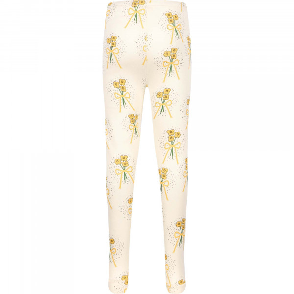 Flower Bunches Print Leggings in Off-White