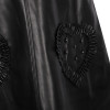 Leather Imitation Dress with Striped Top in Black and White