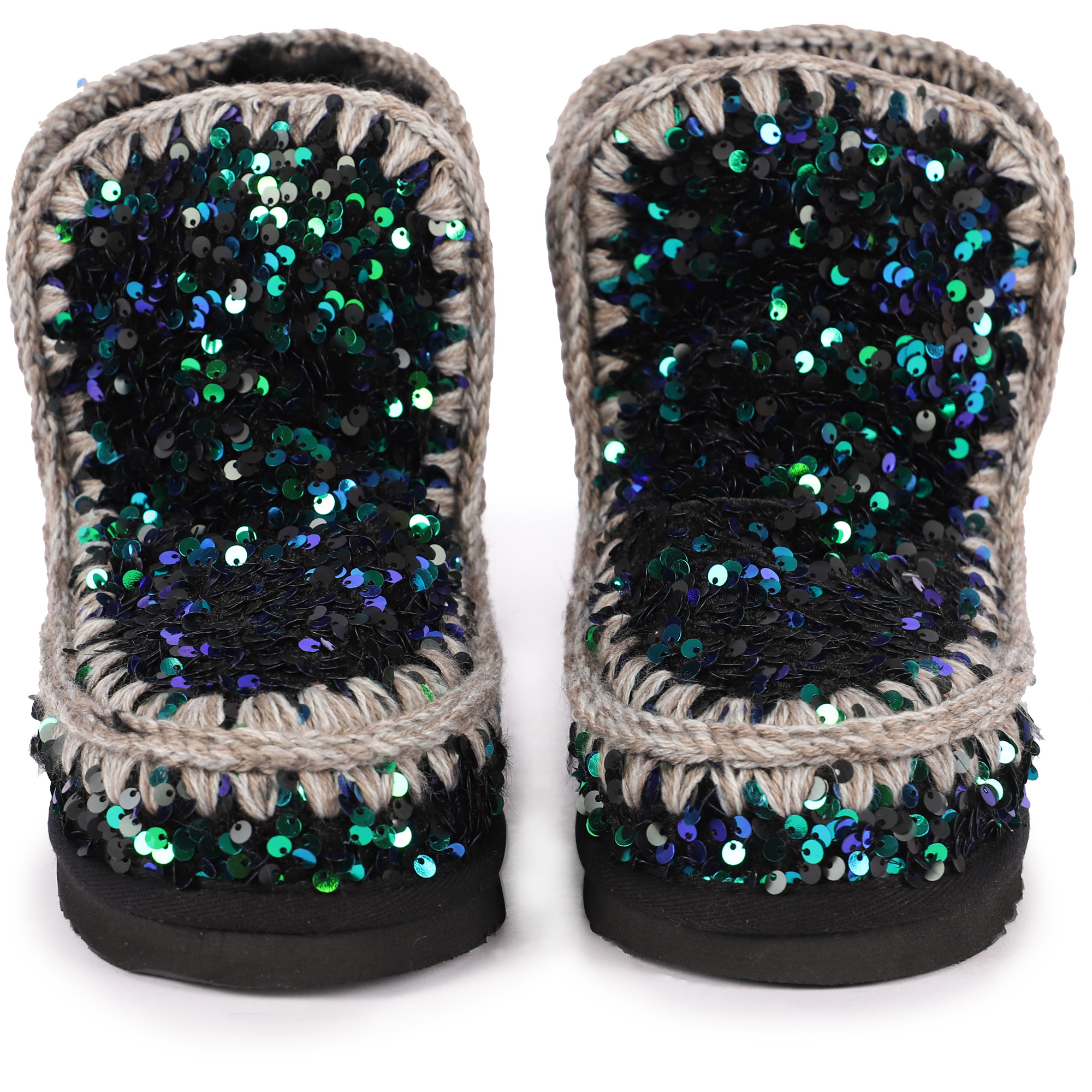 green sequin boots