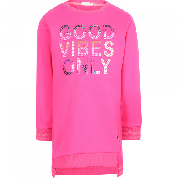 Good Vibes Only Sequins Detailing Dress in Fluo Pink