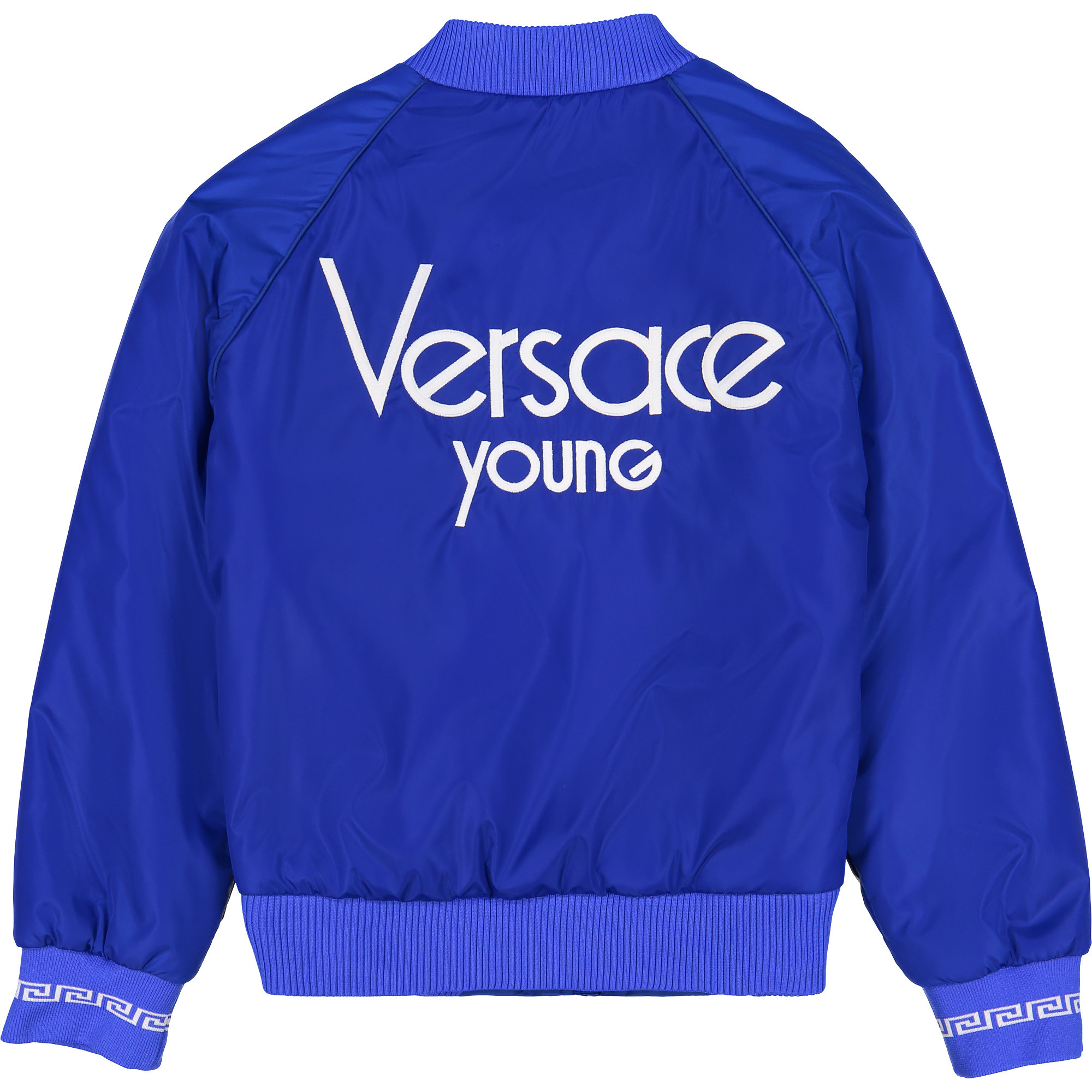 Versace Boys Logo Bomber Jacket In Sapphire Bambinifashion Com