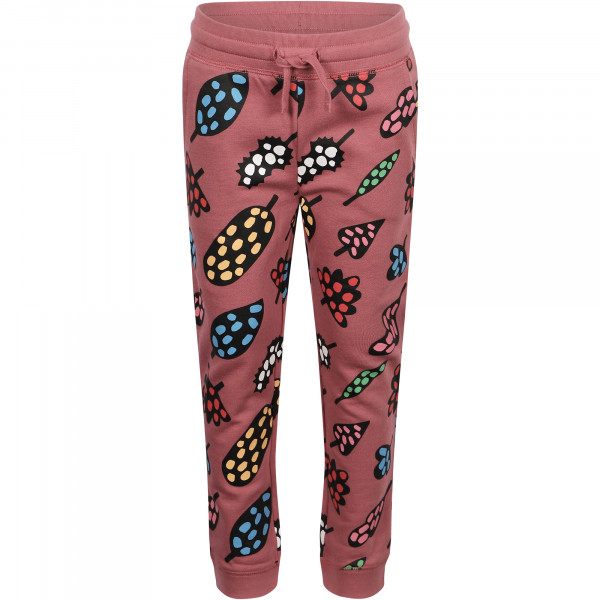 Colorful Leaves Print Tracksuit with Fleece Lining in Pink