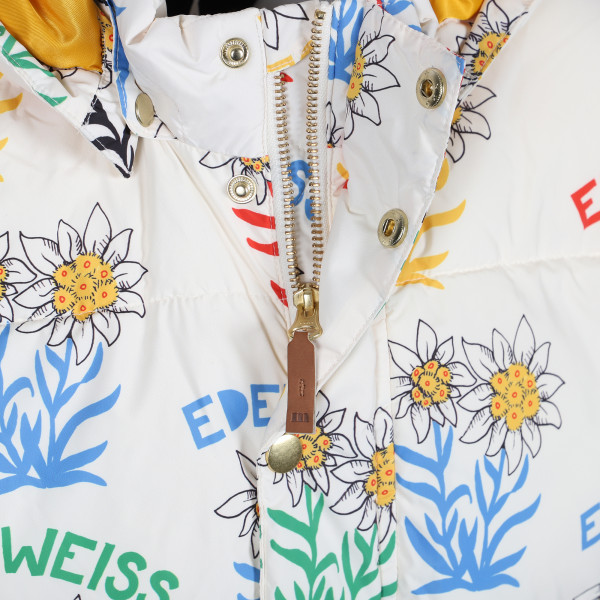 Edelweiss Print Padded Logo Jacket in Natural