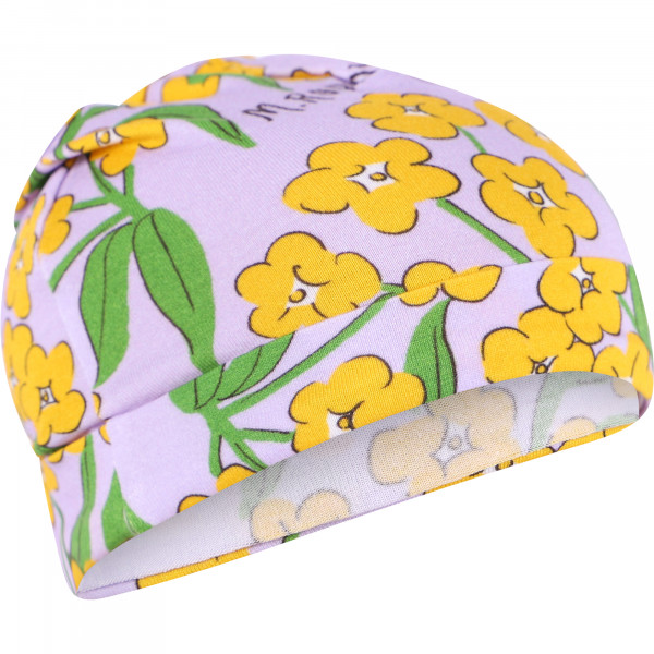 Floral Print Baby Cap in Lilac and Yellow