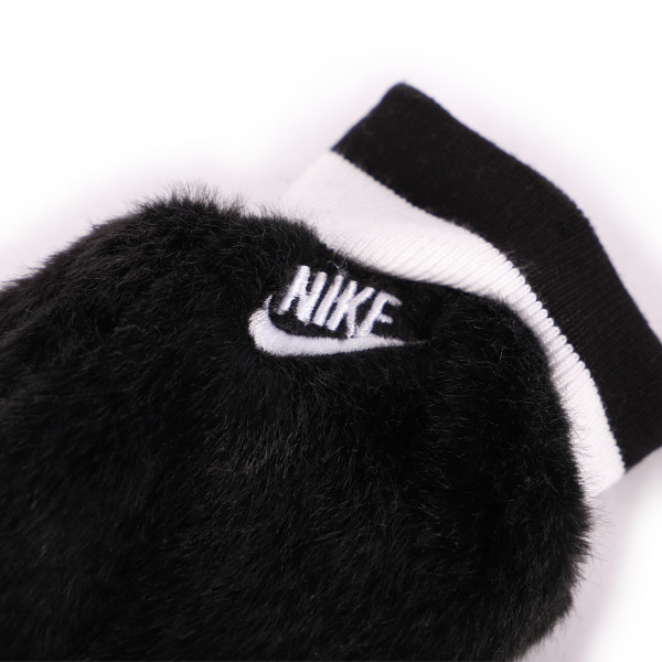 Fuzzy Logo Mitts in Black