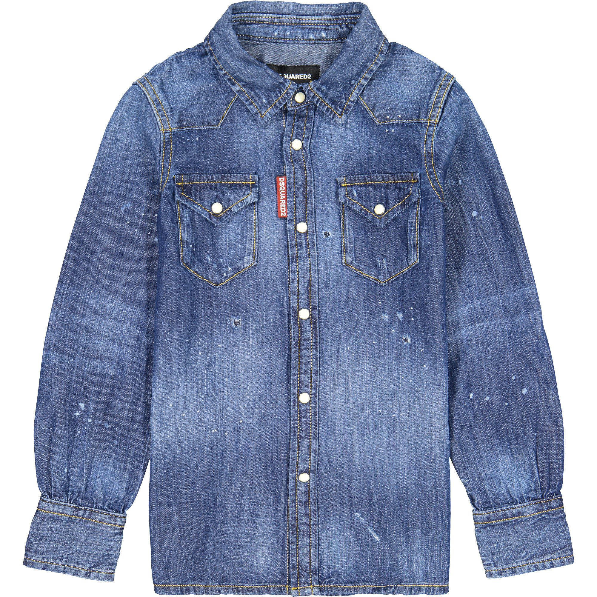 Dsquared2 Boys Paint Splattered Denim Shirt