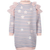 Striped Sweatshirt-Dress with Tulle Detailing in Pink and Blue