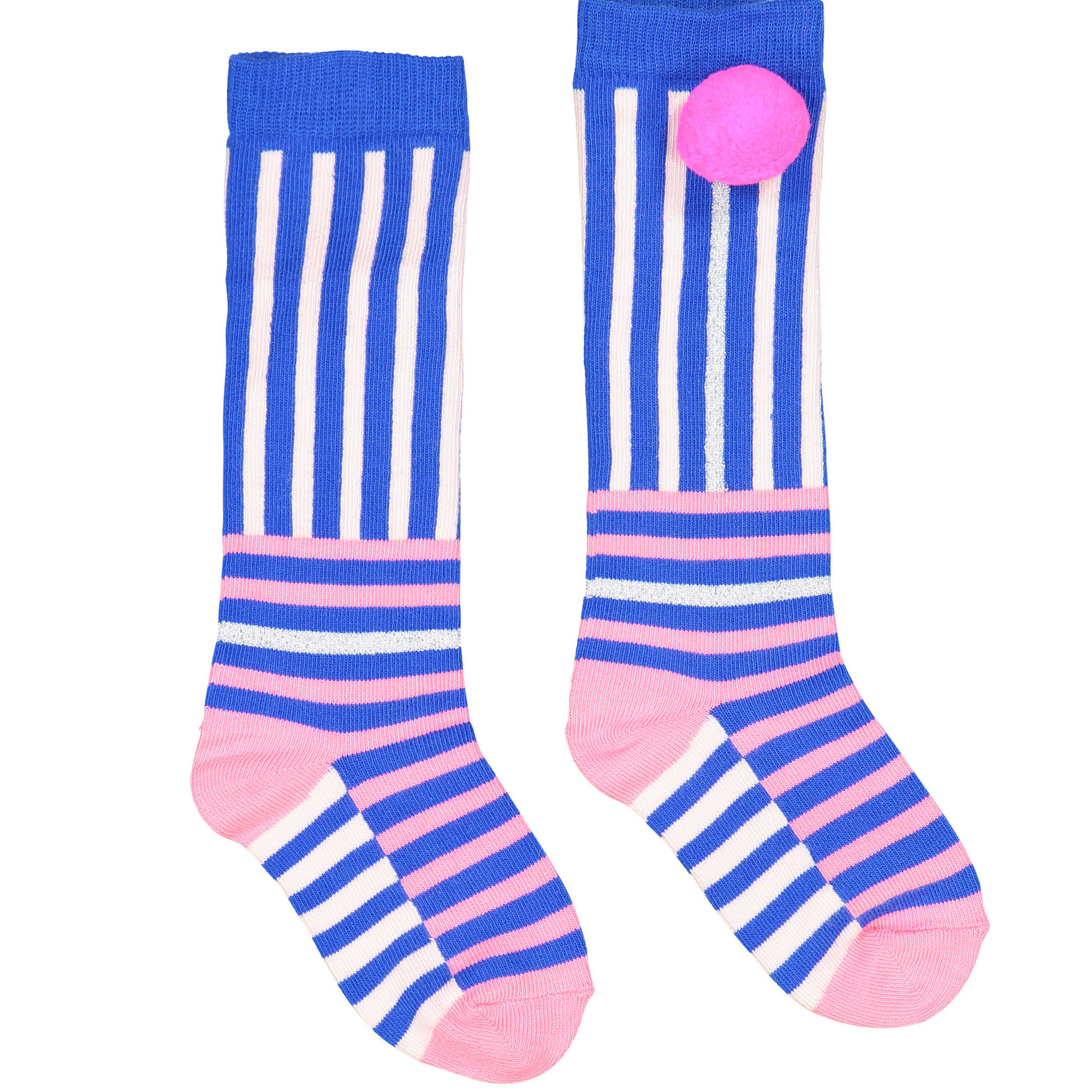 Billieblush Girls Striped Pom Pom Socks