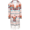 Geometric Print Fringe Detailing Coat in Pink