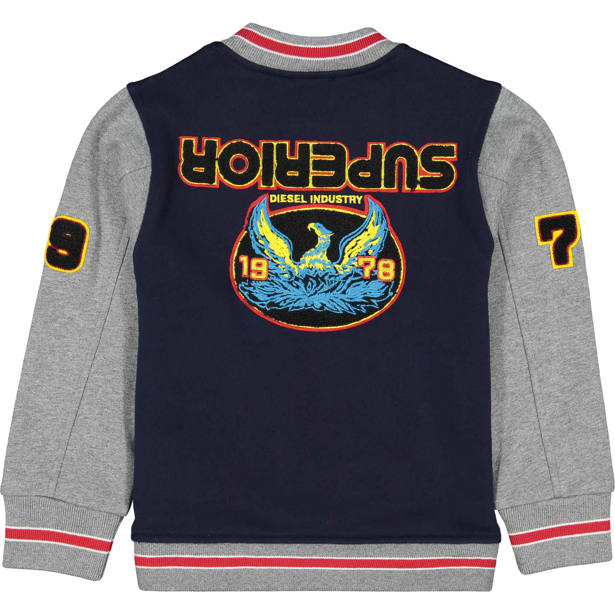 Diesel Boys "Superior" Baseball Jacket in Blue & Grey —