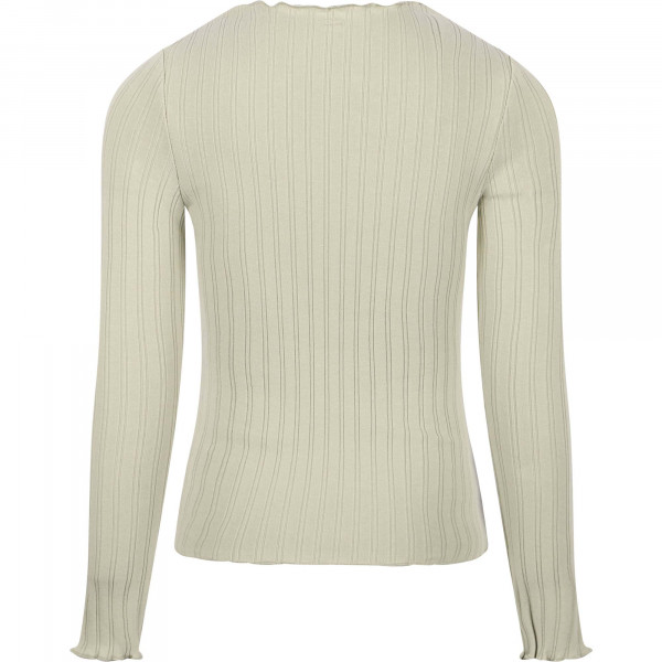 Ribbed Long-Sleeved T-Shirt in Light Green