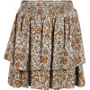 Bloom Print Tiered Mini Skirt in Brown and Beige