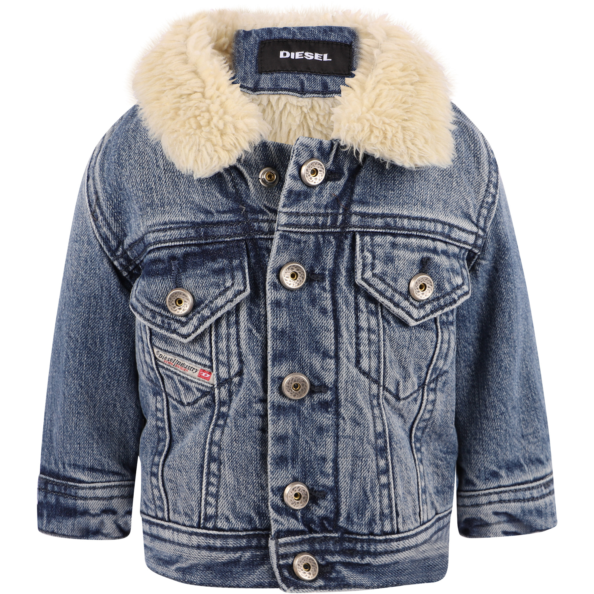 Diesel Sherpa Collar Logo Denim Jacket 