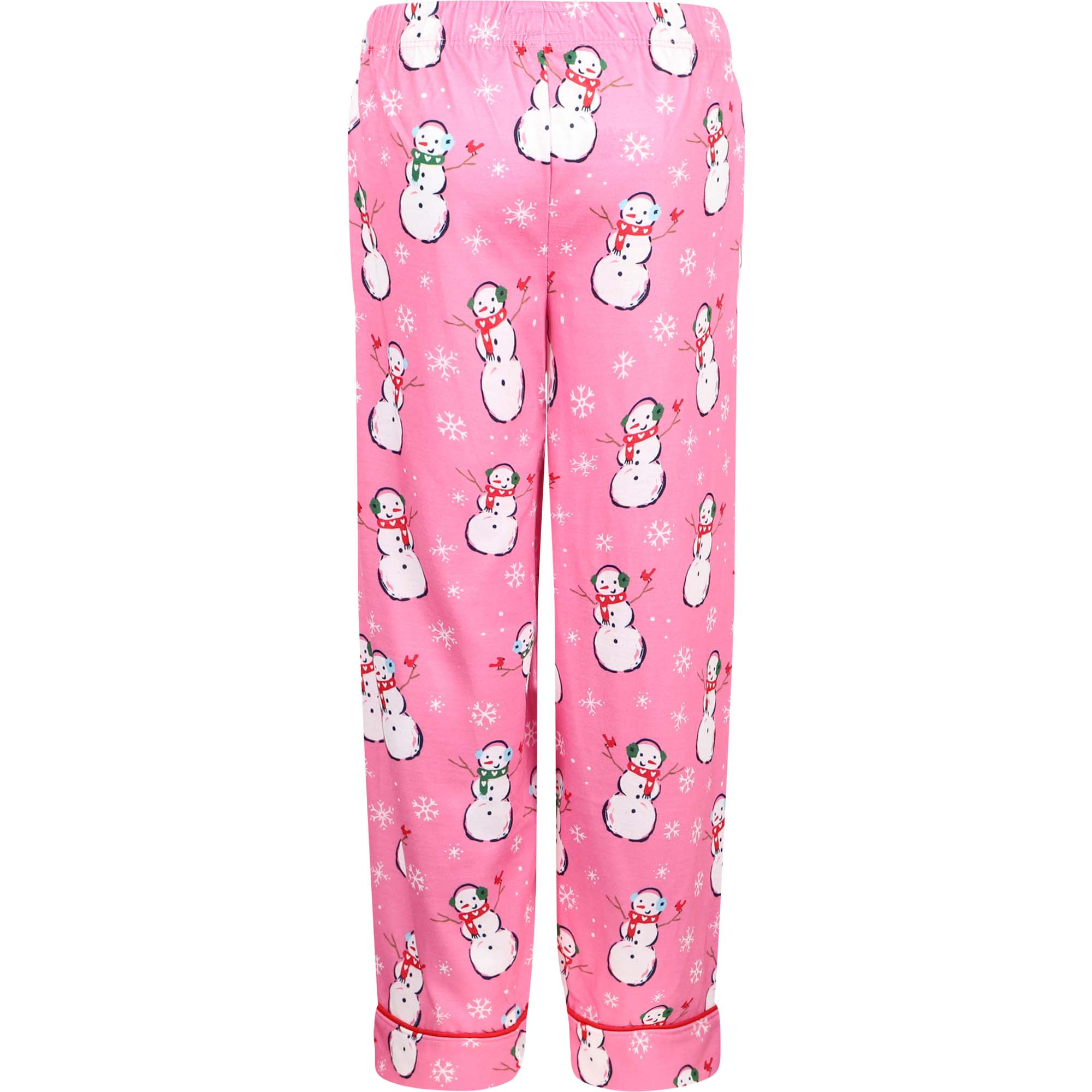 Hatley Happy Snowman Girls ButtonUp Pajamas Set in Pink