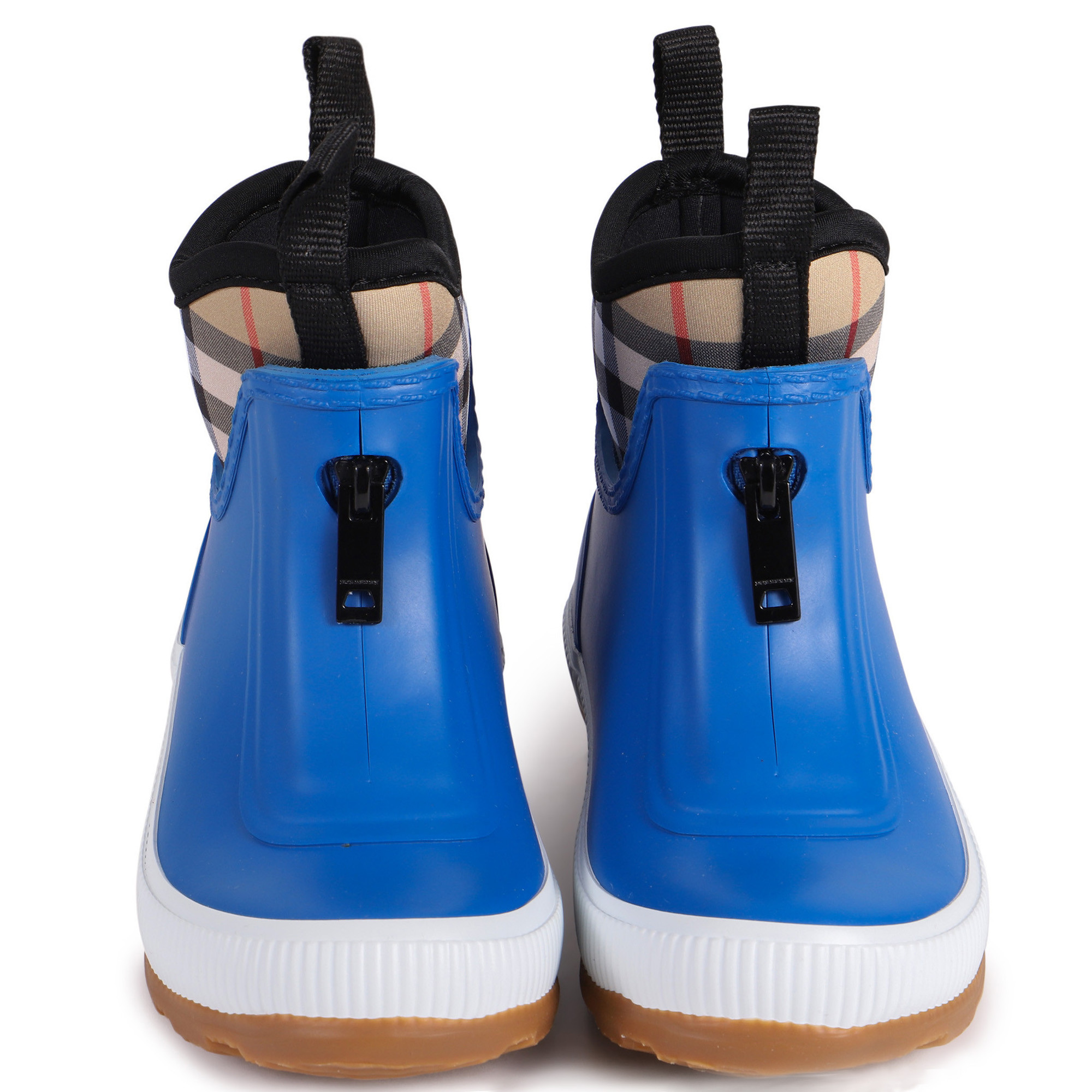 Burberry Boys Checked Rain Boots in "Blue Canvas" —