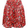 Floral Print Flared Skirt in Red