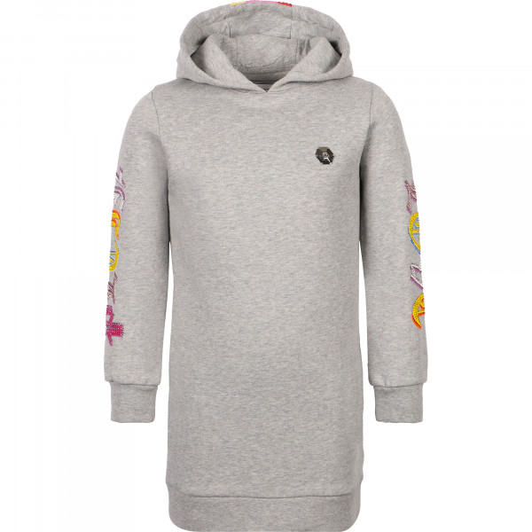 Girls Crystal "78'' Hoodie Dress in Grey