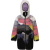 Mountains Print Teddy Long Ski Hoodie with Lenses in Grey and Pink