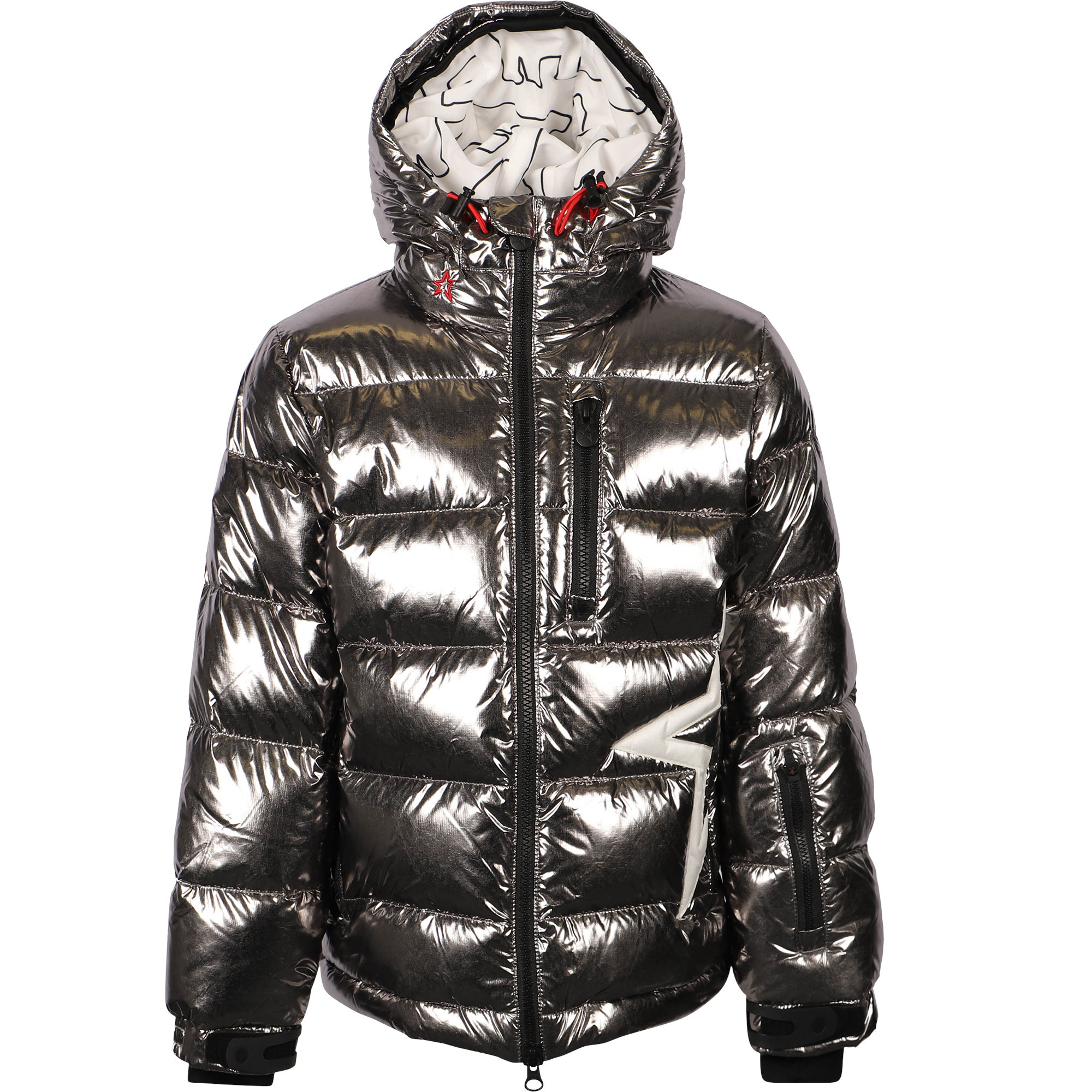metallic silver ski jacket