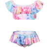 Jelly Tie Dye Ruffled Bikini in Pink and Blue