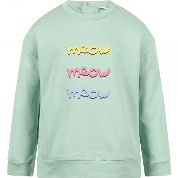 Meow Sweatshirt with Cat Crossbody Set in Aqua Green and Pink