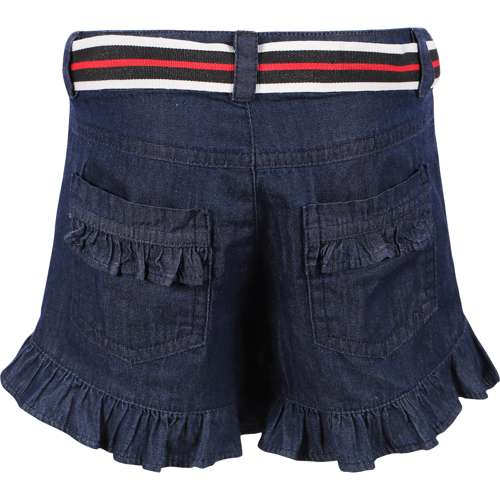 ruffled denim shorts