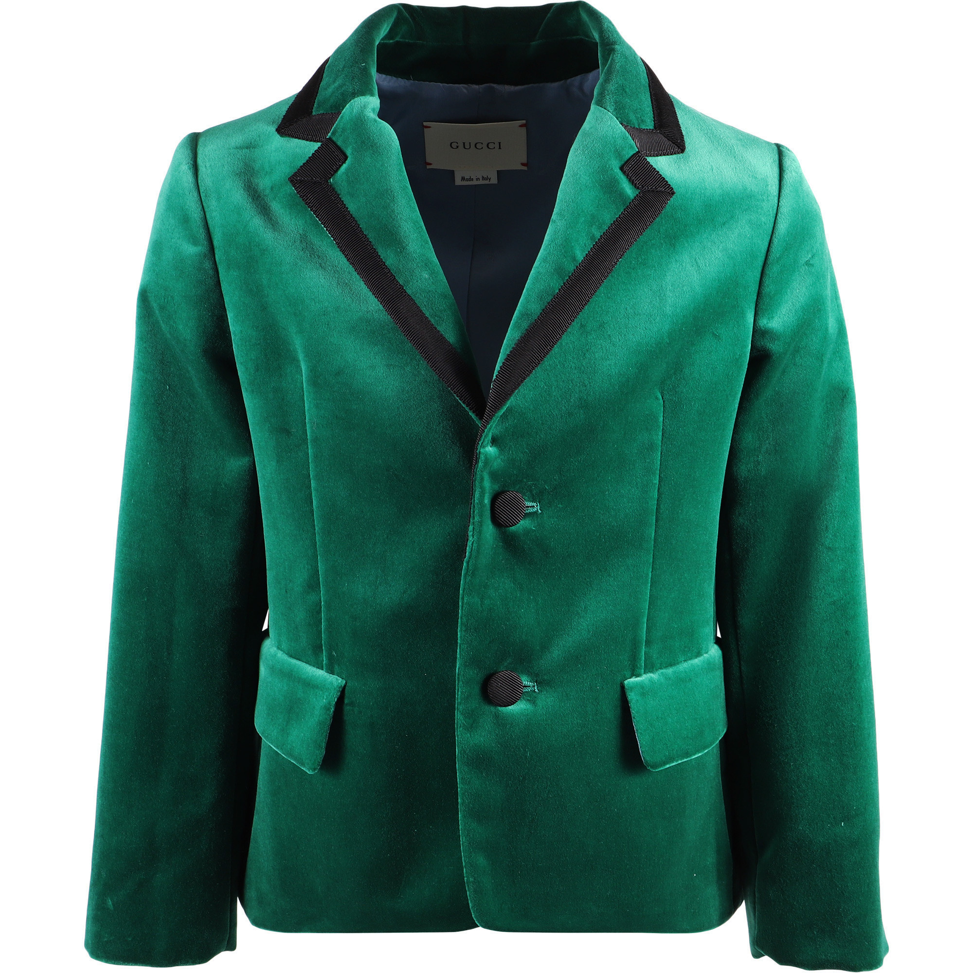 Gucci Boys Green Velvet Blazer with Ribbon Trim