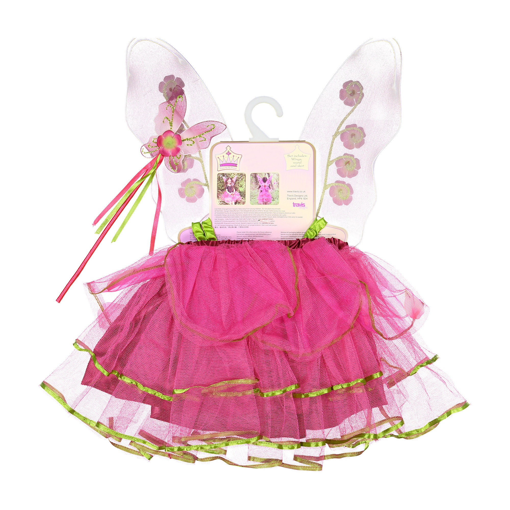 Travis Designs Girls Cherry Blossom Fairy Costume with Wings and Wand