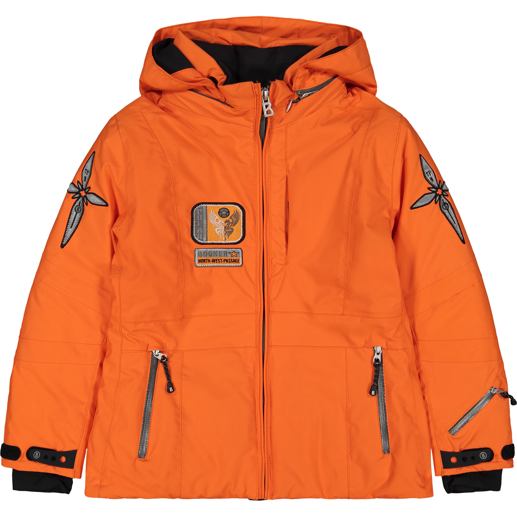 Bogner Girls Orange Hooded Ski Jacket —