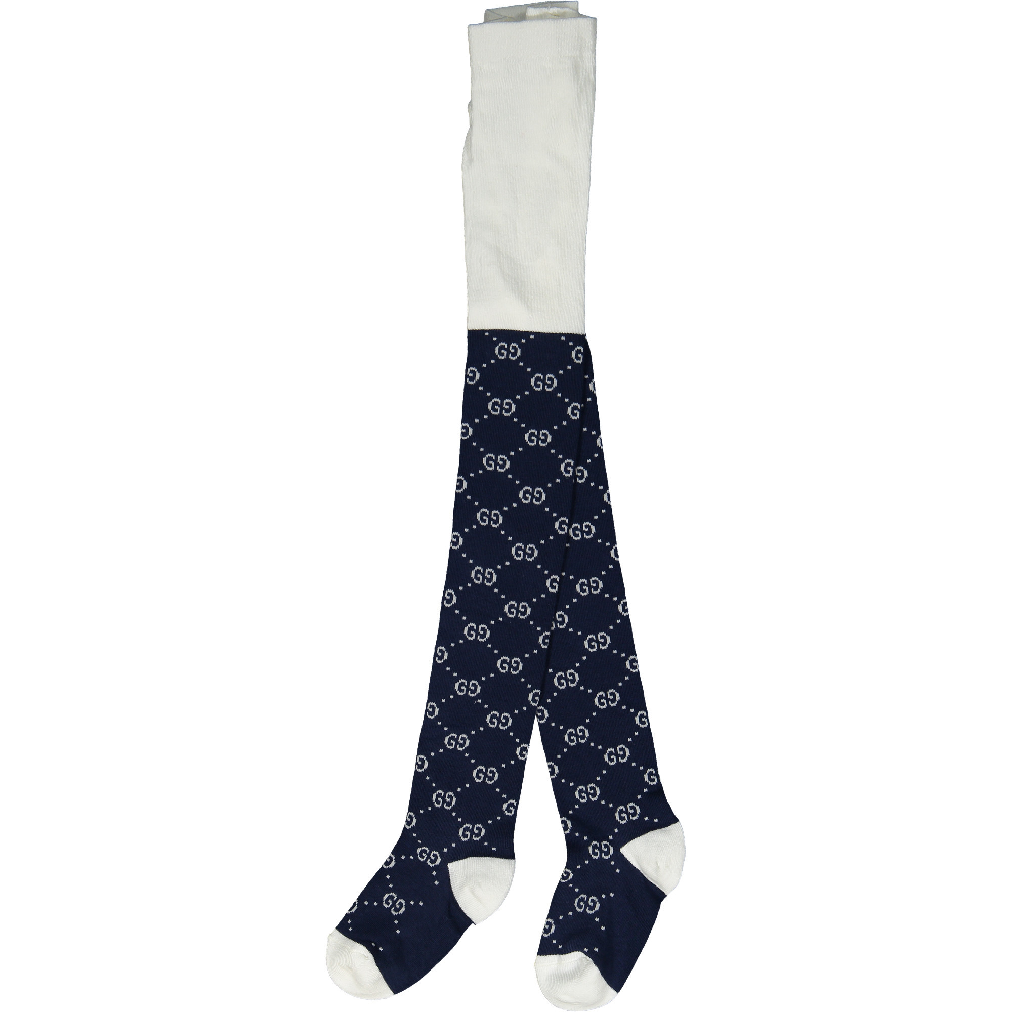 Gucci Girls "GG" Stockings in Navy and Ivory.