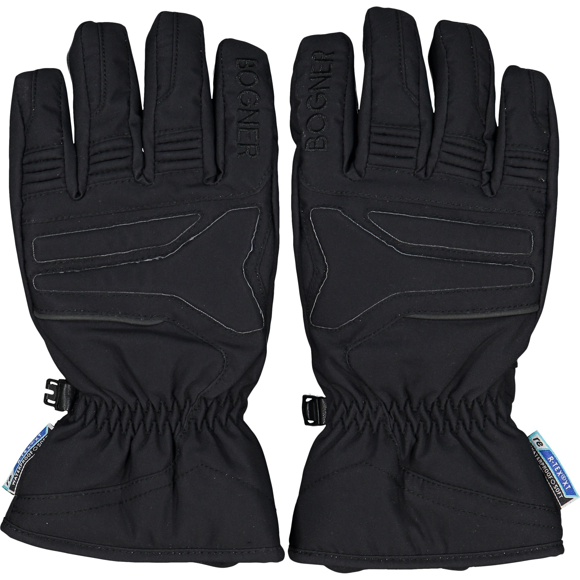 Bogner Black Velcro Wrist Snow Gloves