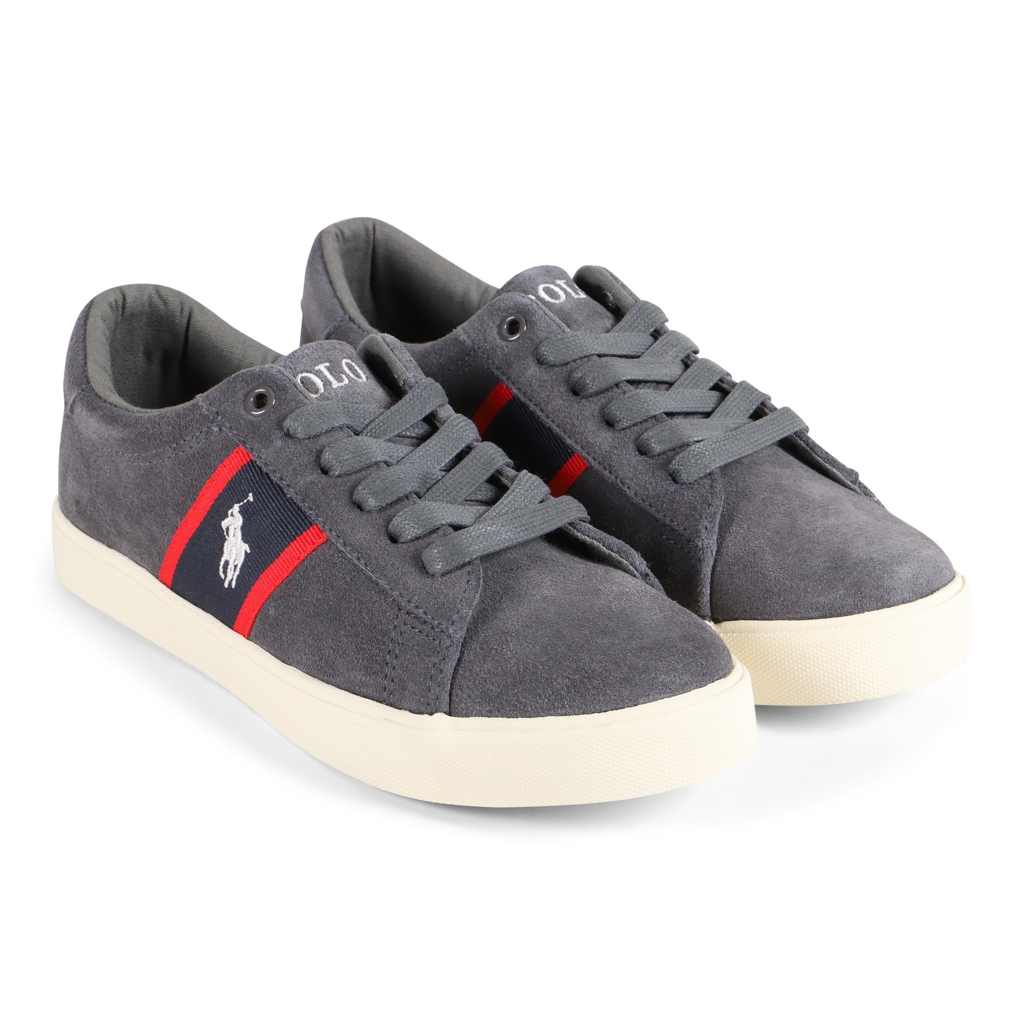 Polo Ralph Lauren Boys Suede Lace-Up Sneakers in Grey - BAMBINIFASHION.COM