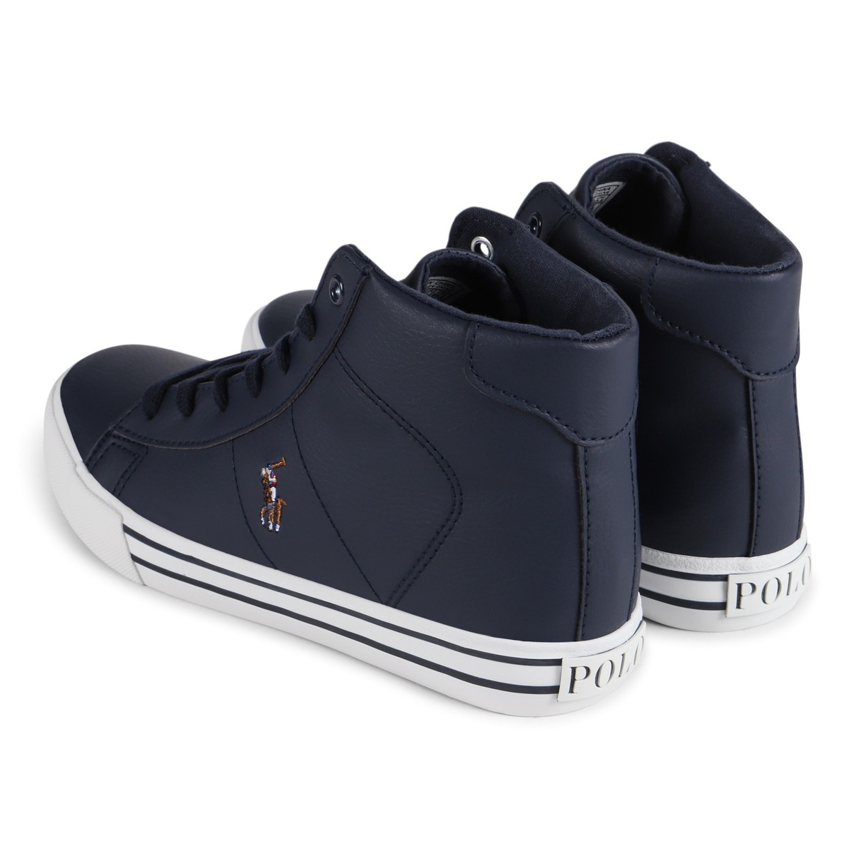 Polo Ralph Lauren Boys High Top Lace-Up Sneakers in Navy | BAMBINIFASHION.COM