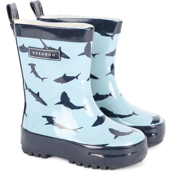 Shark Print Light Blue Rain Boots