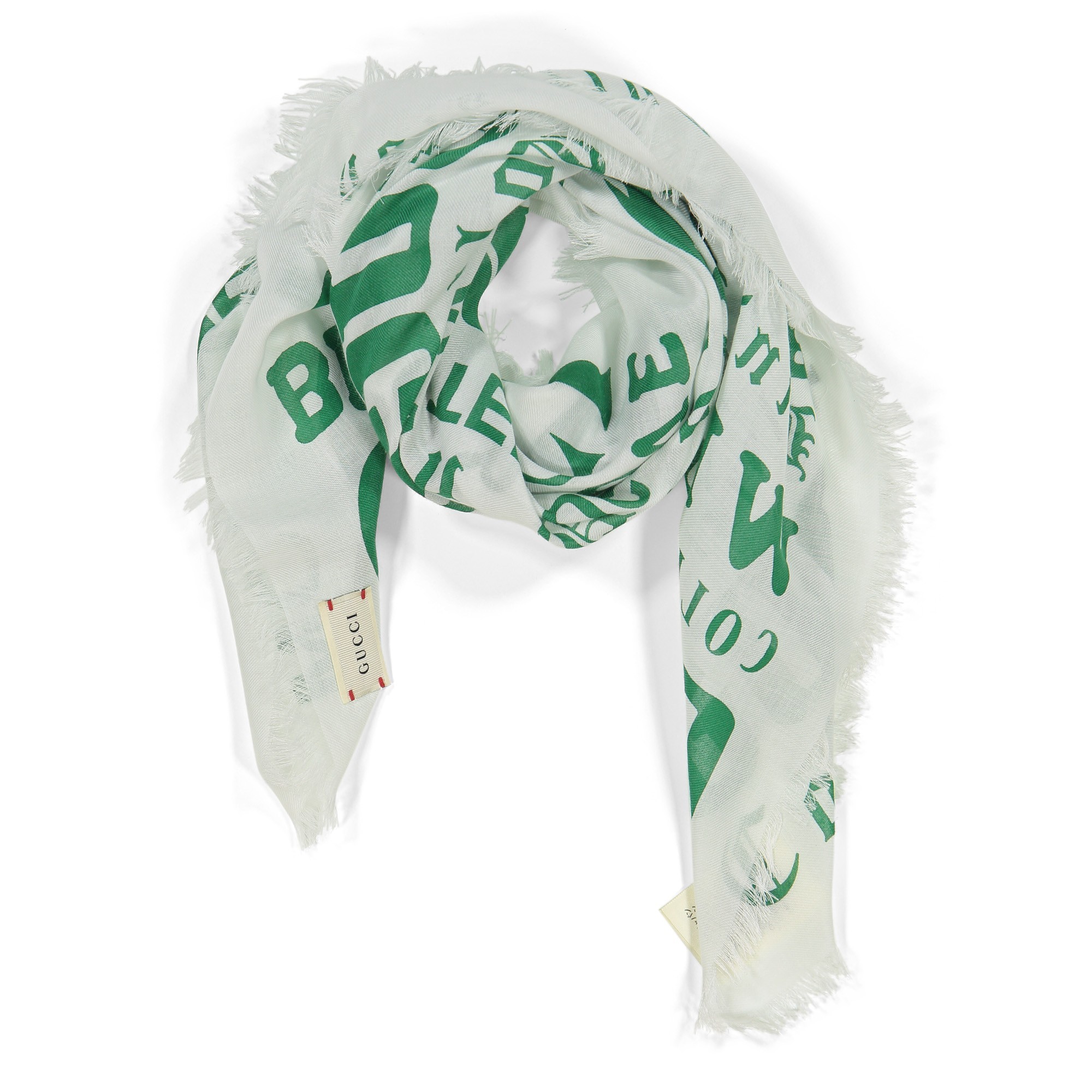 Gucci Logomania Scarf in Green & White