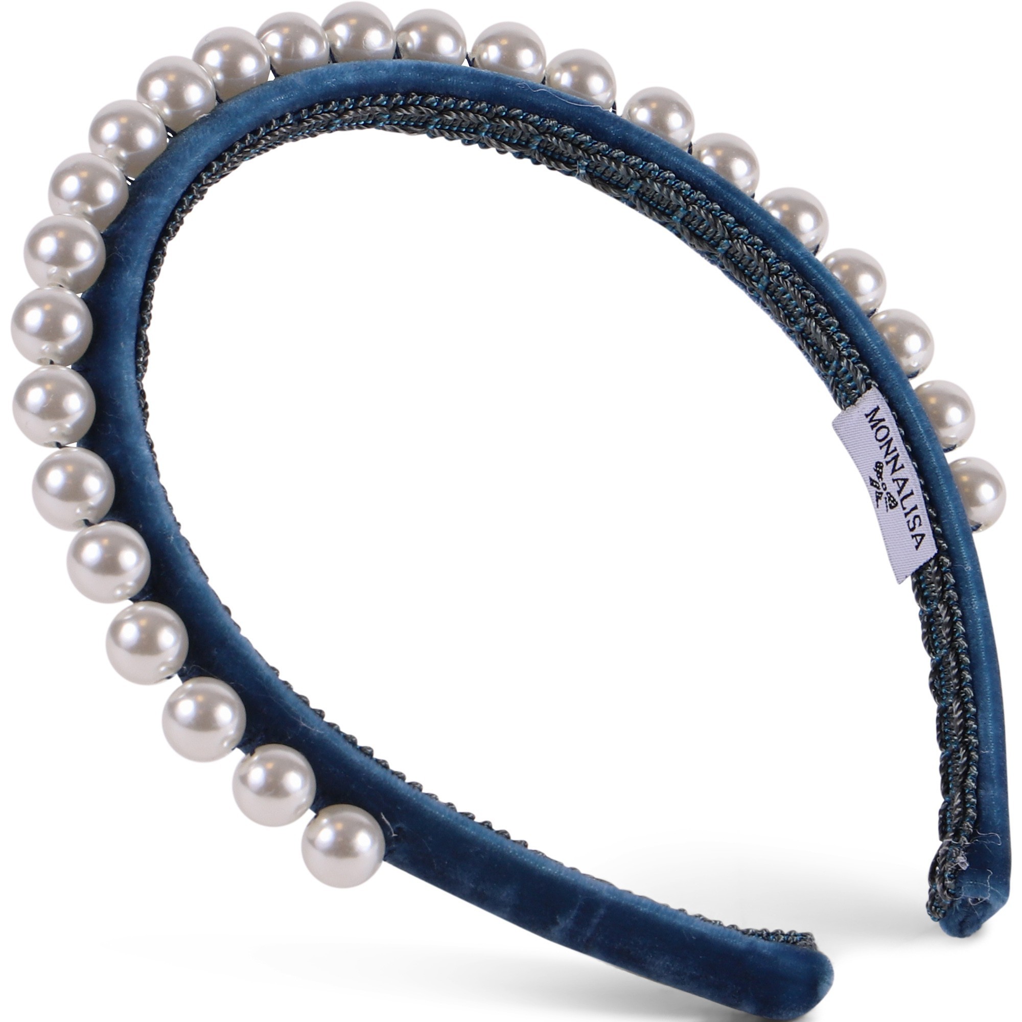 Monnalisa Girls Pearl Headband in Dark Blue —