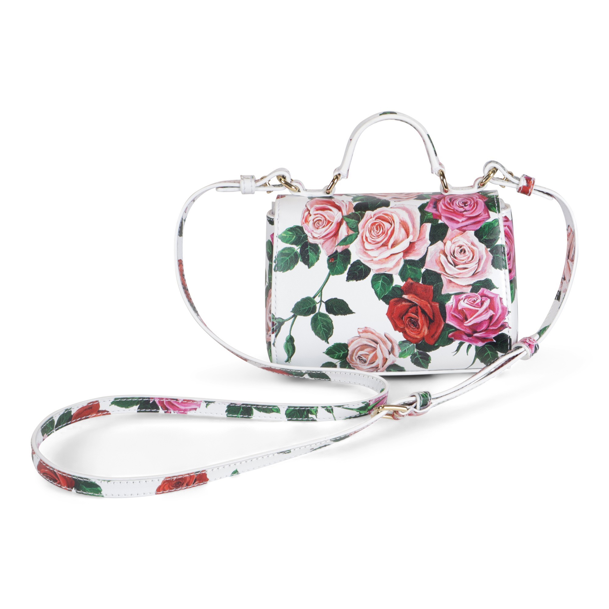 Dolce & Gabbana Girls Rose Print Bag with Chain - BAMBINIFASHION.COM