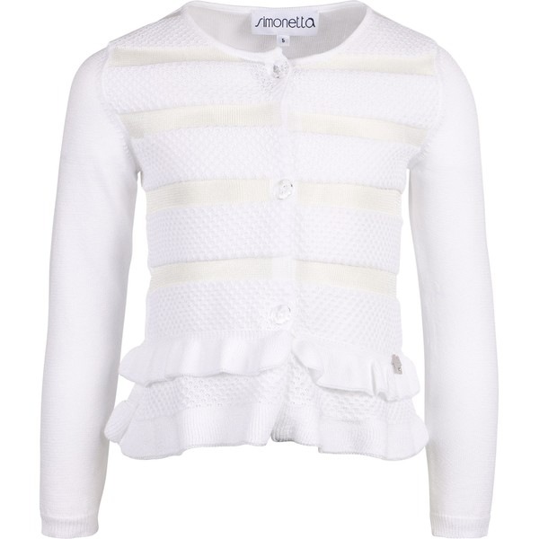 Girls Ruffle Cardigan in White