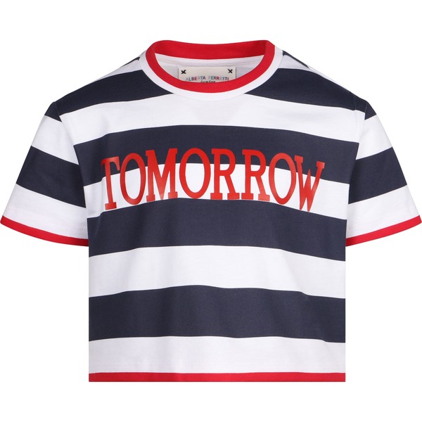 Girls "Tomorrow" Striped Crop Top