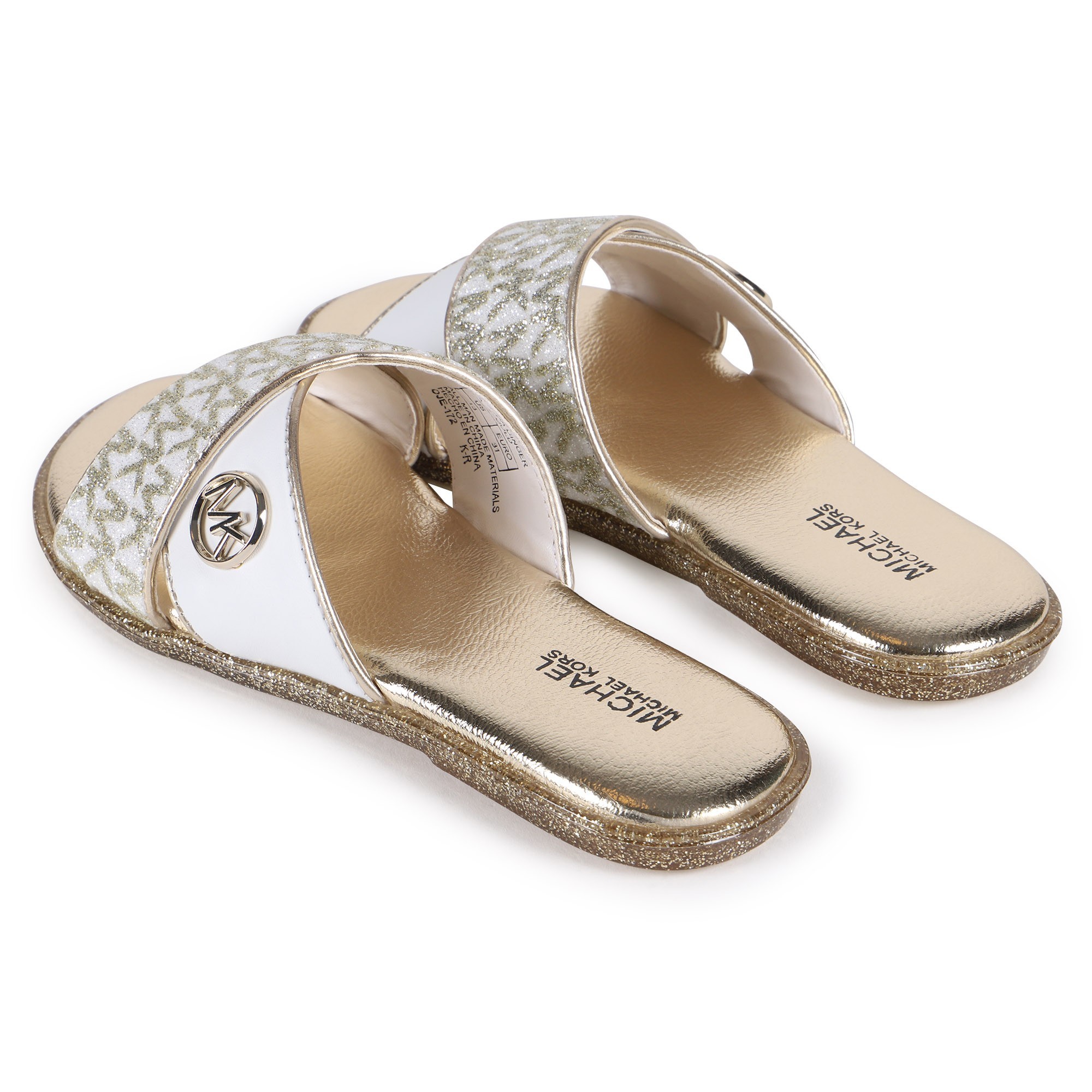 white and gold sandals