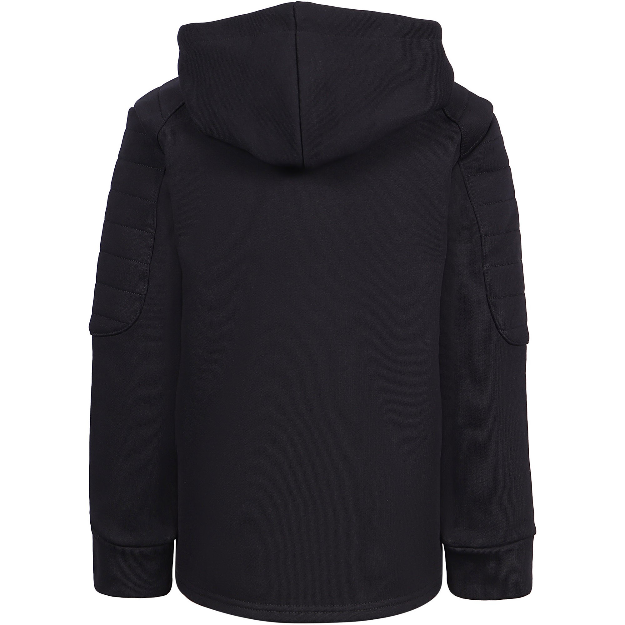 Balmain Quilted Shoulders Logo Hoodie in Black