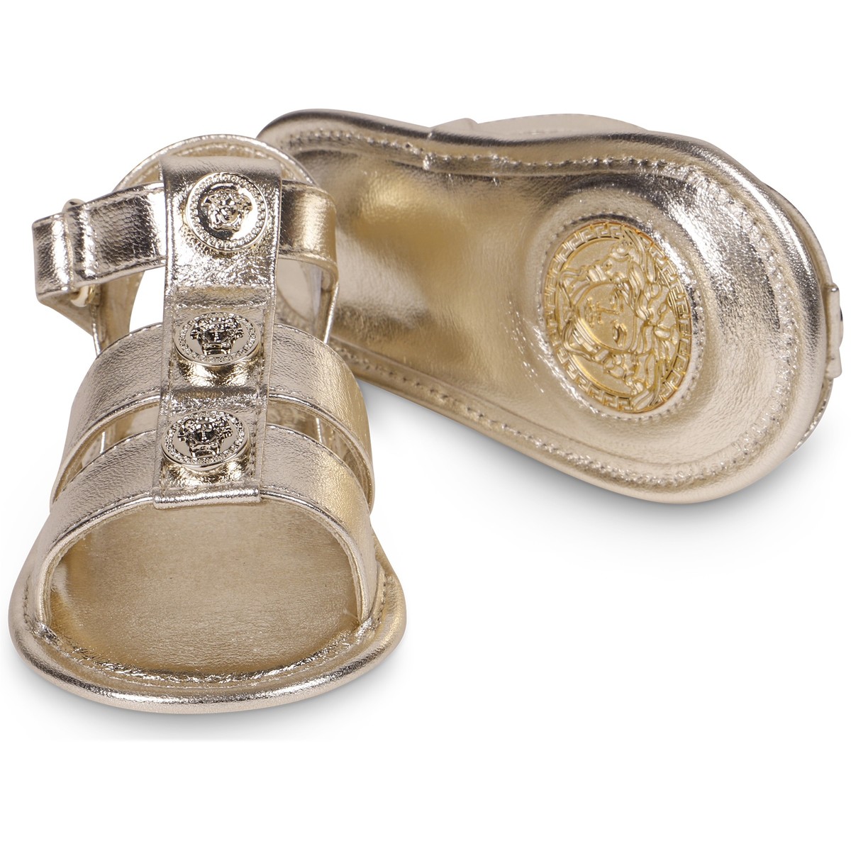 Versace Baby Leather Sandals in Gold