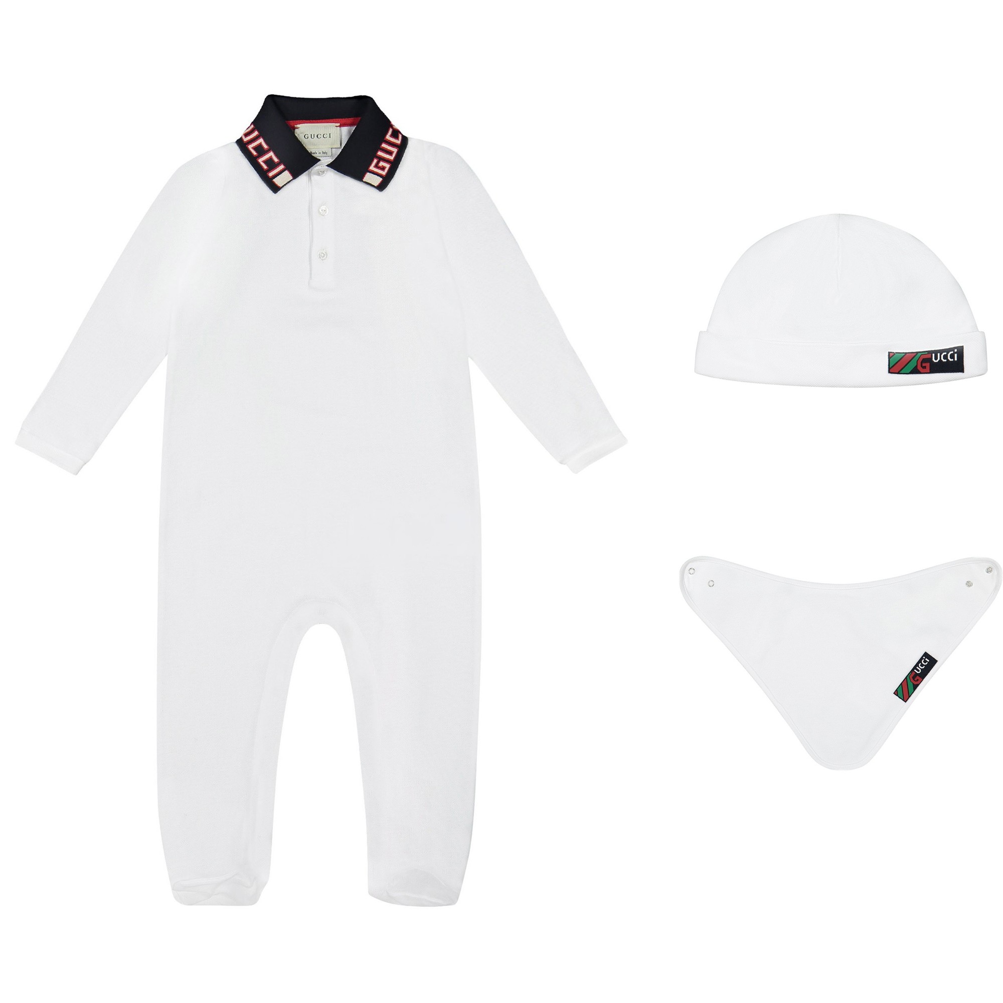 Gucci Baby Polo Onesie, Hat & Bib Gift Set